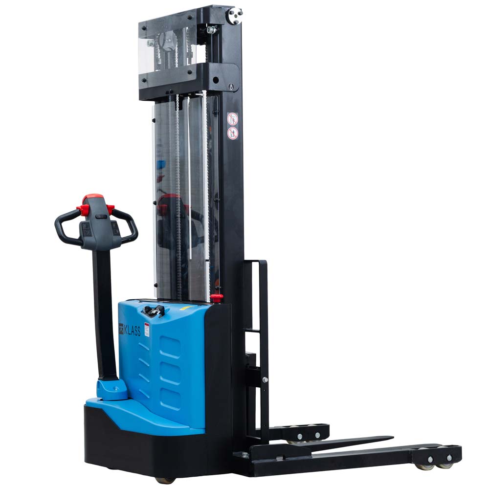 ES12-25DM, Gerbeur électrique à conducteur accompagnant avec jambes et fourches réglables, 1.200 kg, hauteur de levage 2.500 mm